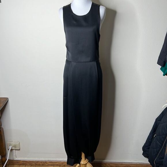 Zara Black Satin Open Back Jumpsuit - Picture 2 of 9